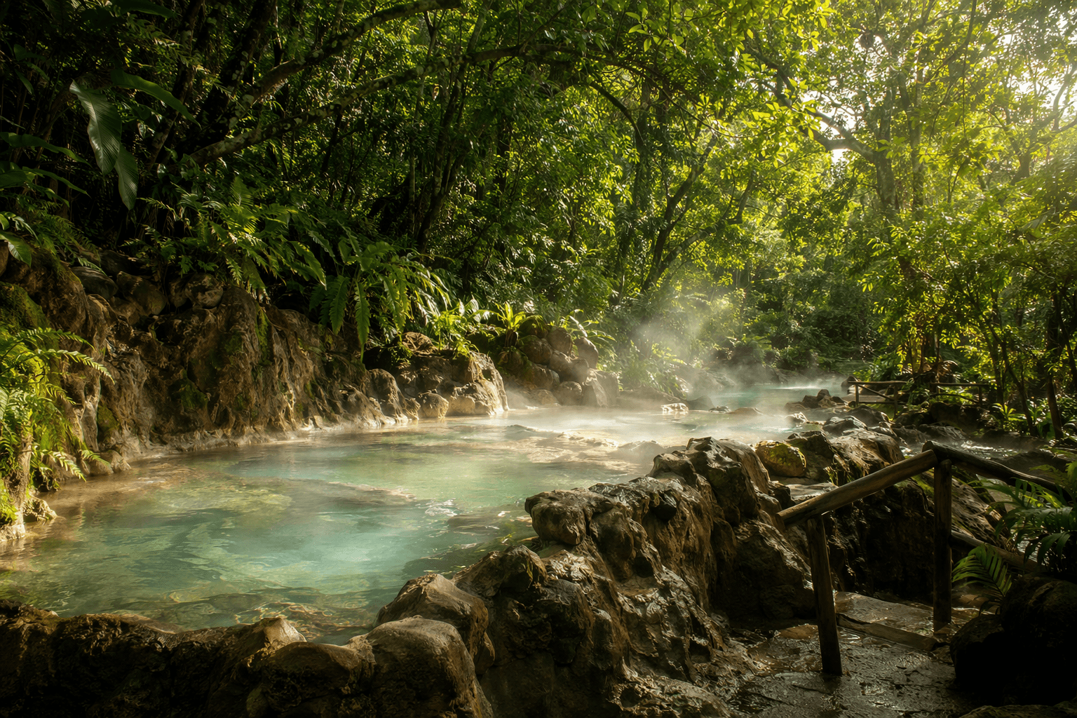 Natural hot springs in the jungle near Rincón de la Vieja National Park