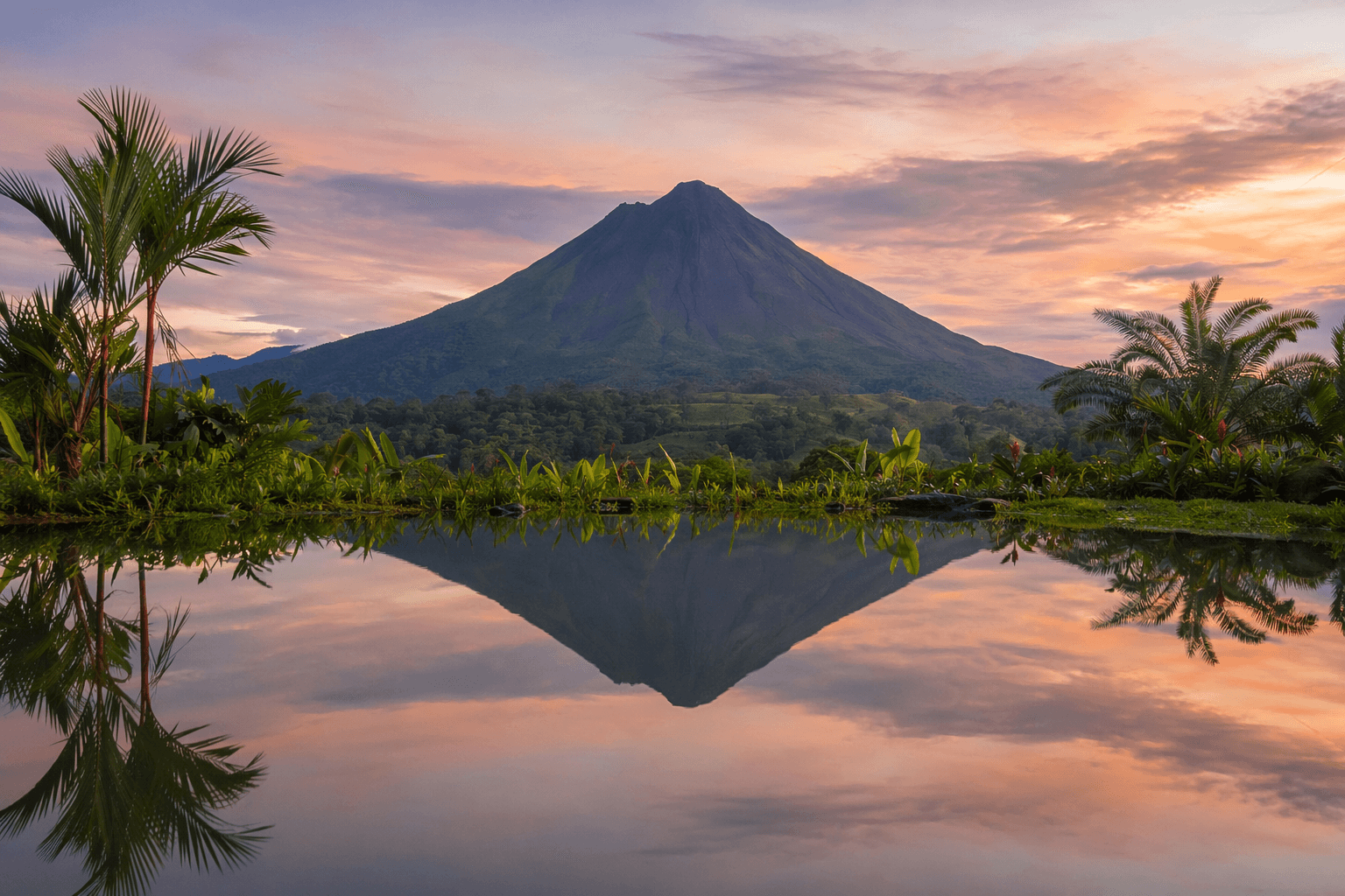 Arenal Volcano from Lake Arenal, destination from San José Airport